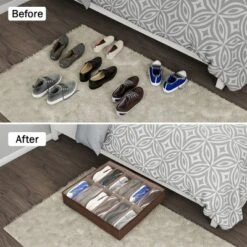 Hastings Home Under-Bed Shoe Storage Organizer With Clear Plastic Zippered Cover - Brown -Hastings Home Sales GUEST e2e7d147 b426 449d bb5b 167034e3d1e6