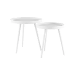 Hastings Home Mid-Century Circular Nesting End Tables With Tray Top - Matte White, Set Of 2 -Hastings Home Sales GUEST e5c8f0ea 5e8e 4b27 8768 24c34e08cdda
