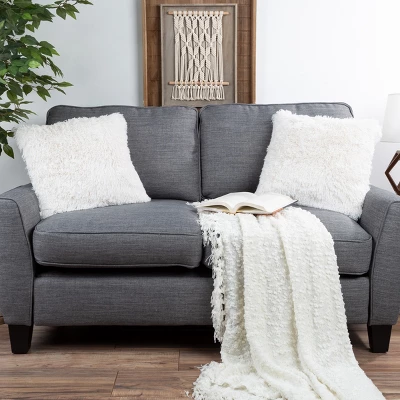 18” Plush Pillows – Set Of 2 Luxury Square Accent Pillow Inserts And Shag Glam Covers – For Bedroom Or Living Room By Lavish Home (White) 2 18” Plush Pillows – Set Of 2 Luxury Square Accent Pillow Inserts And Shag Glam Covers – For Bedroom Or Living Room By Lavish Home (White) - Image 2