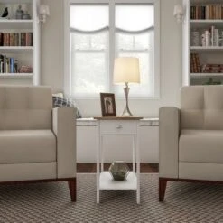 Hastings Home Narrow Side Table With Drawer And Storage Shelf - White/Honey Oak 6 Hastings Home Narrow Side Table With Drawer And Storage Shelf - White/Honey Oak -Hastings Home Sales GUEST eb47dcaf 65e6 416b a527 af1fd40780bd