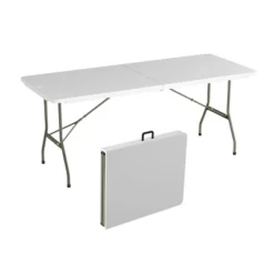 Hastings Home 6' Folding Utility Table With Carry Handle - White -Hastings Home Sales GUEST eeca4a80 1b19 4998 a700 b6974bcbc1fa