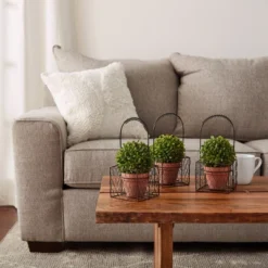 Faux Boxwood- 3 Matching Realistic 9.5" Tall Topiary Arrangements In Decorative Metal Baskets For Indoor Home Or Office By Hastings Home (Set Of 3) -Hastings Home Sales GUEST f0ebb666 716b 498c b884 3ba367742c4c