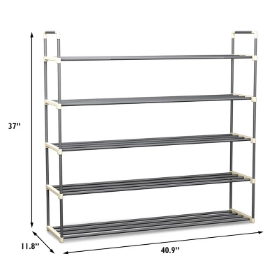 Hastings Home Five-Tier 30-Pair Shoe Storage Rack 4 Hastings Home Five-Tier 30-Pair Shoe Storage Rack - Image 4