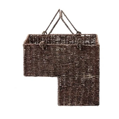 Hastings Home Handmade Woven Wicker Staircase Basket - Brown 5 Hastings Home Handmade Woven Wicker Staircase Basket - Brown - Image 5