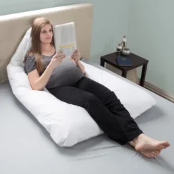 Hastings Home U-Shaped Full-Body Support Pregnancy Pillow With Zippered Cover - White, 60" X 38" -Hastings Home Sales GUEST fe5cbb22 eecf 49e1 bfef f78d50b406a4