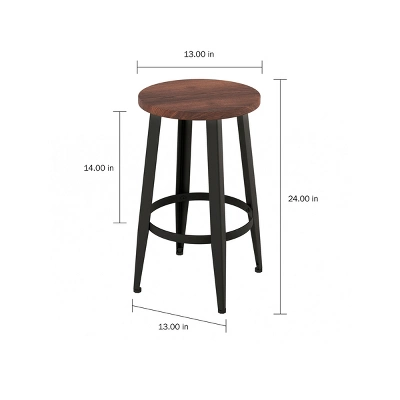 Hastings Home Counter Height Backless Stools With Metal Base And Wooden Seat, Dark Walnut, Set Of 2 1 Hastings Home Counter Height Backless Stools With Metal Base And Wooden Seat, Dark Walnut, Set Of 2