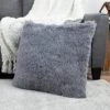 Hastings Home 24" Faux Fur Shag Pillow - Gray